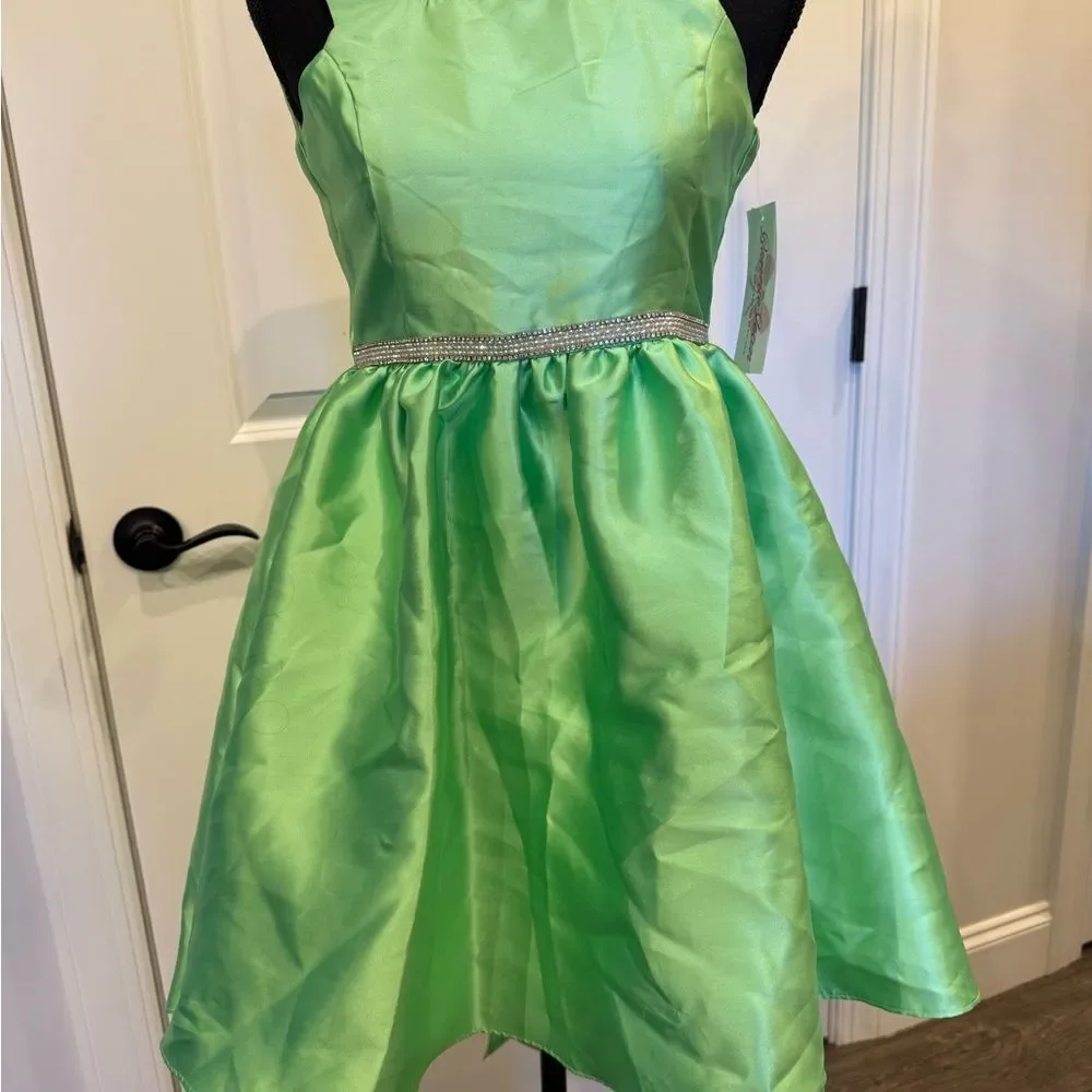 Bonnie Jean Mint Green Dress with Metallic Accent